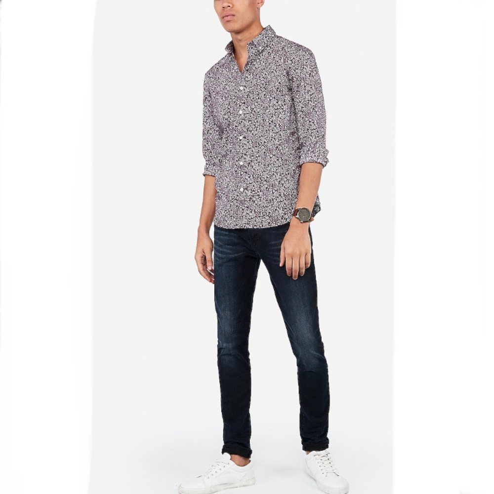 Express Floral Print Button Down Casual Shirt